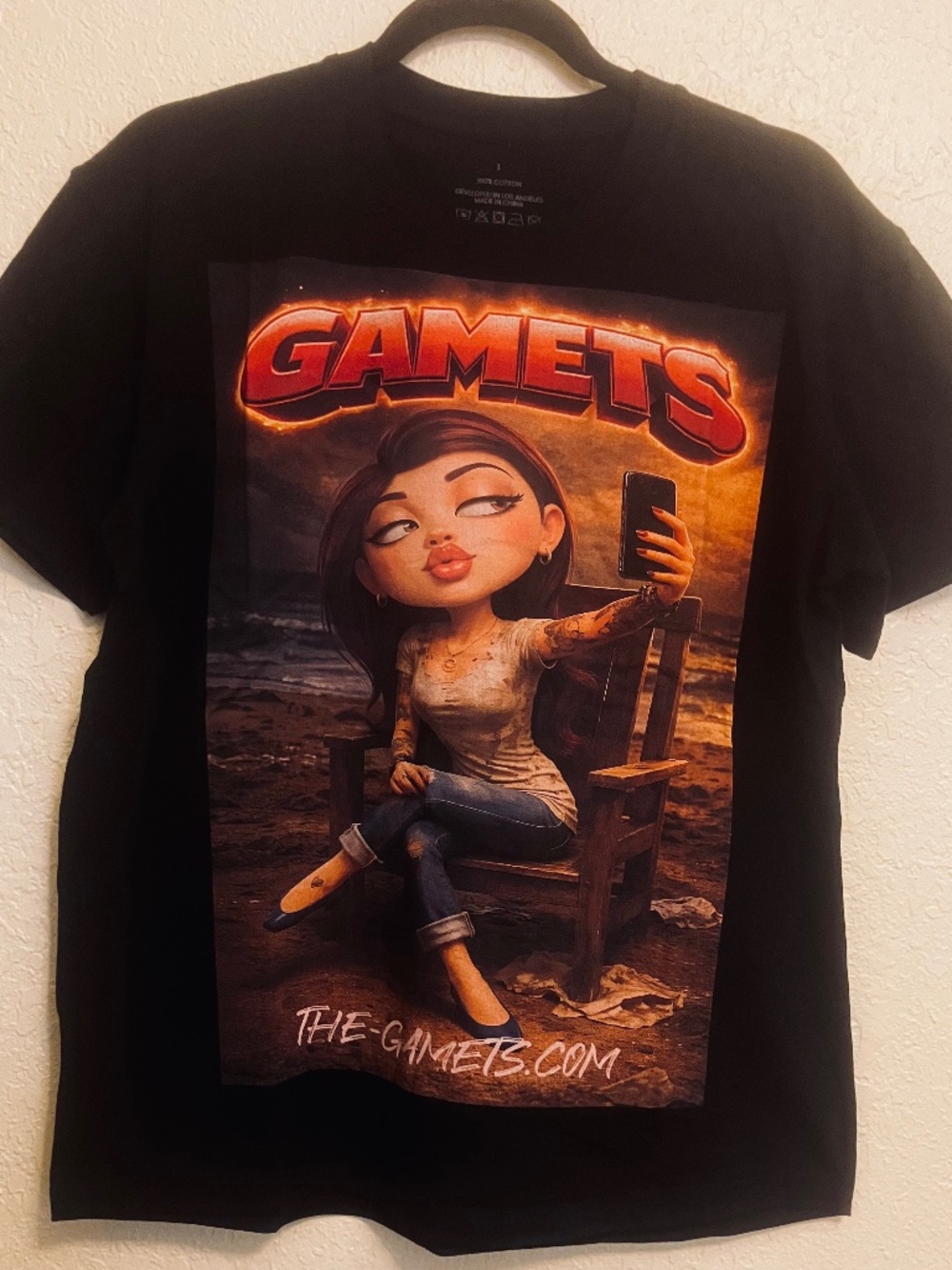 The Gamets T-Shirt Unique Graphic Design Size L Black Short Sleeve Unisex